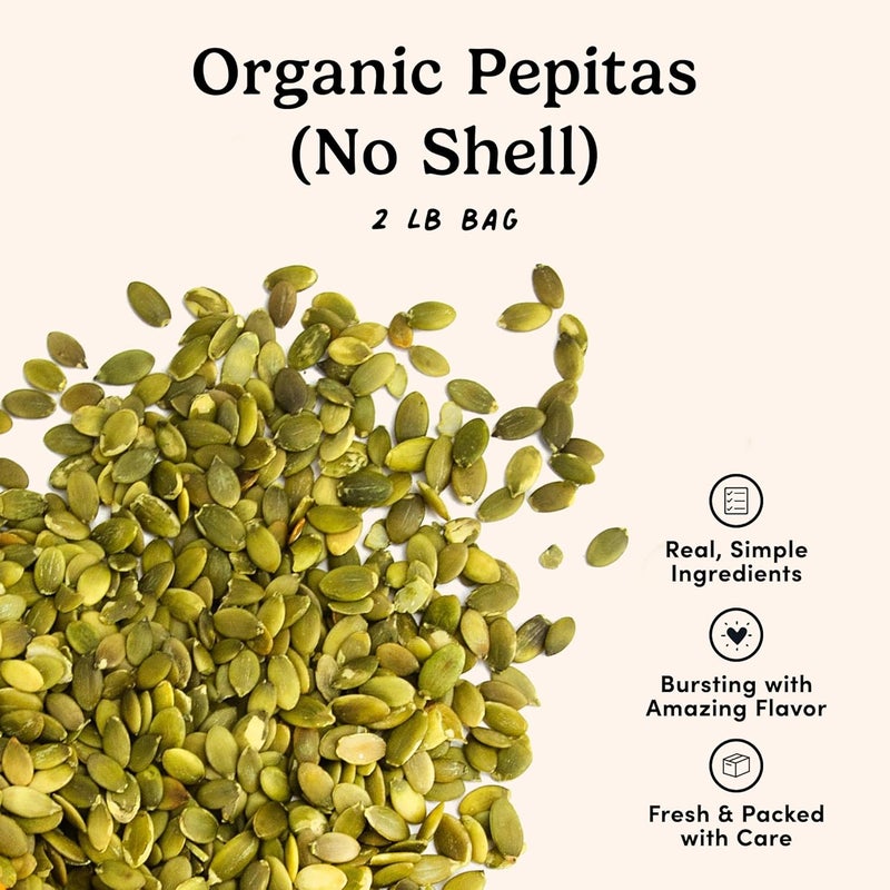 Nuts.com – Organic Pumpkin Seeds – 2 Lb Bag, No Shell Pumpkin Seeds Organic, Healthy Snack for Adults & Kids, Rich in Protein, Fiber, Calcium & Potassium – Keto Friendly, Vegan, Gluten-Free & Kosher Pareve - Image 3